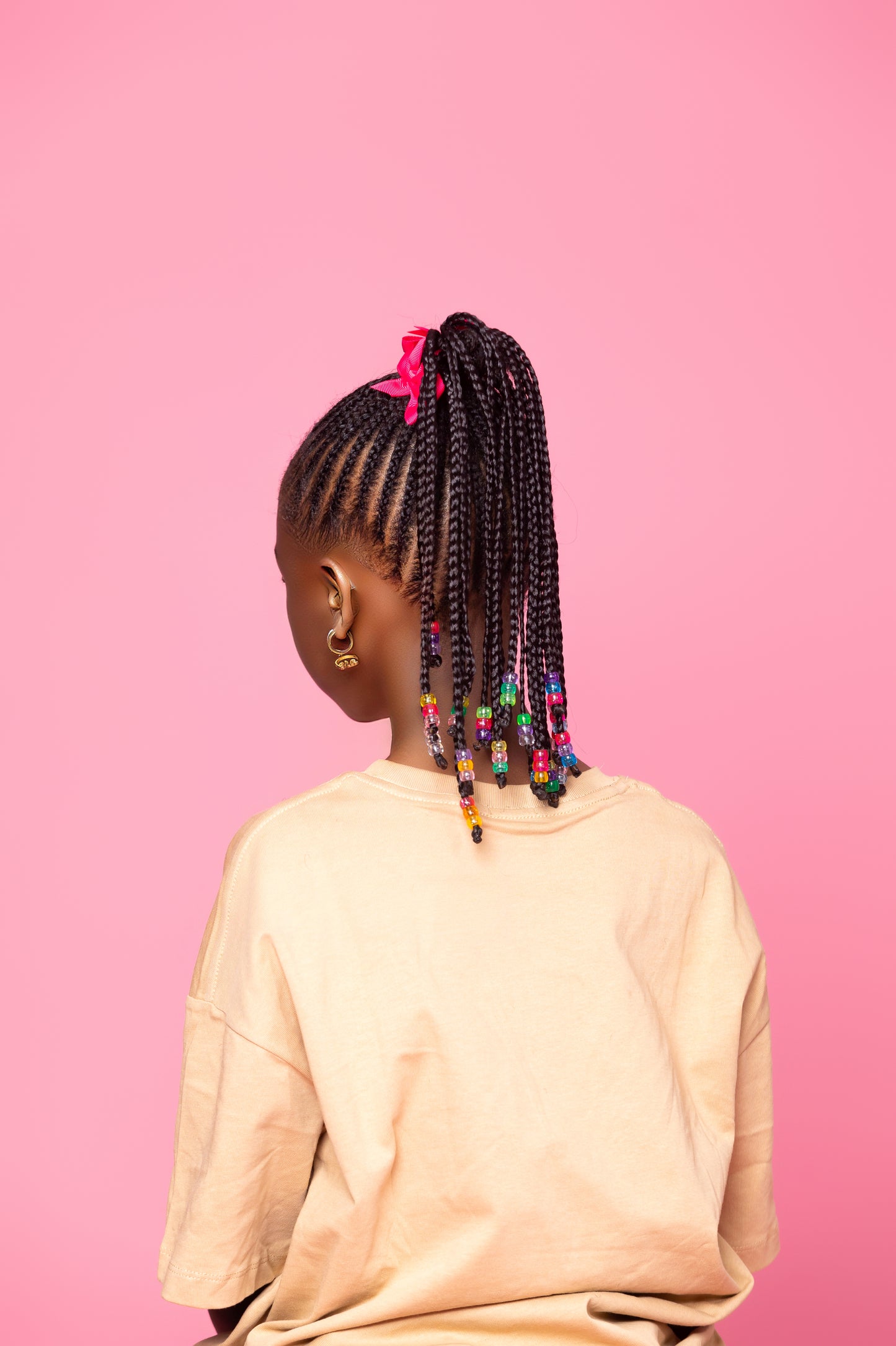 Big Girls Colorful Beads Braid with Bow X2