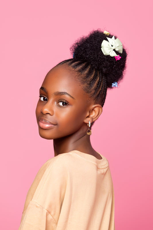 Detachable Afro Puffs with Bow X1